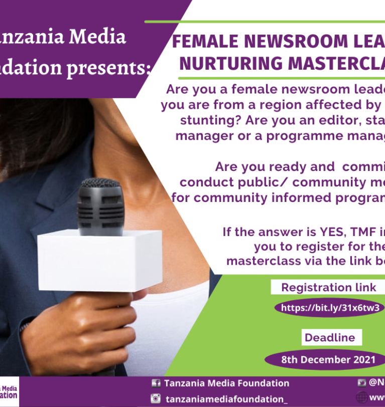 Call to apply for Female Newsroom Leaders Nurturing Masterclass.